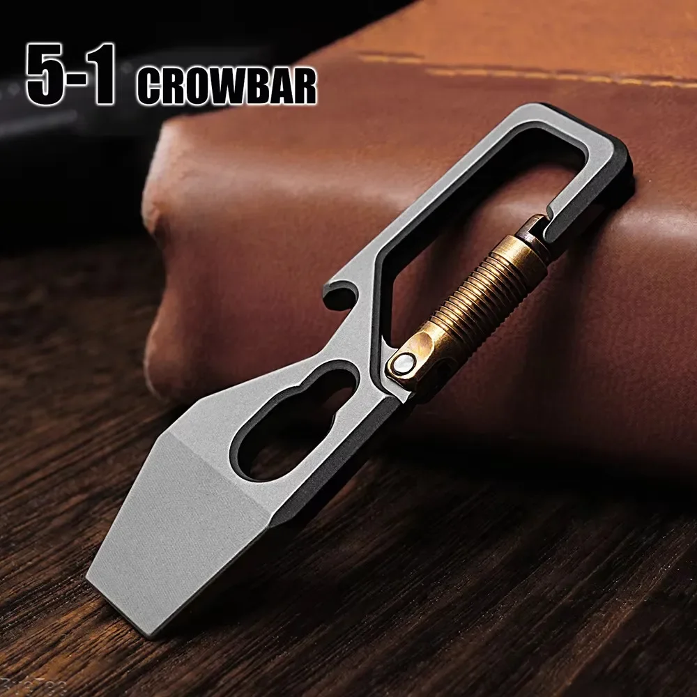 Titanium Pry Bar - 6 cm 5-1 multifunctionele sleutelhanger koevoet